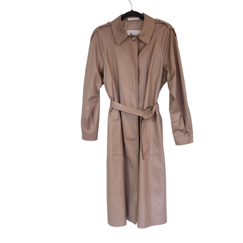 Vintage Misty Harbor‎ Trench Wrap coat size 12US single breast Khaki mid calf